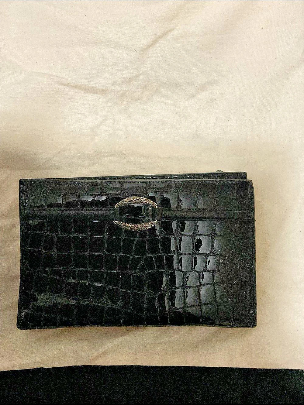 Brighton Black Croc-Embossed Wallet
